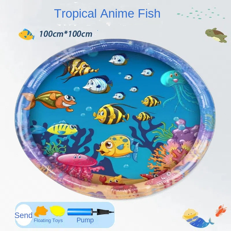 Pet Large Inflatable Water Injection Bed Ice Pad Cat Summer Cooling Breathable Heat Dissipation Scratch-Resistant Anti-Bite Cartoon Little Fish