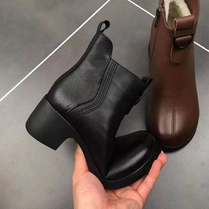 �[35-40]Nowe jesienne i zimowe krótkie buty z bocznym zamkiem błyskawicznym i antypoślizgowymi cholewkami