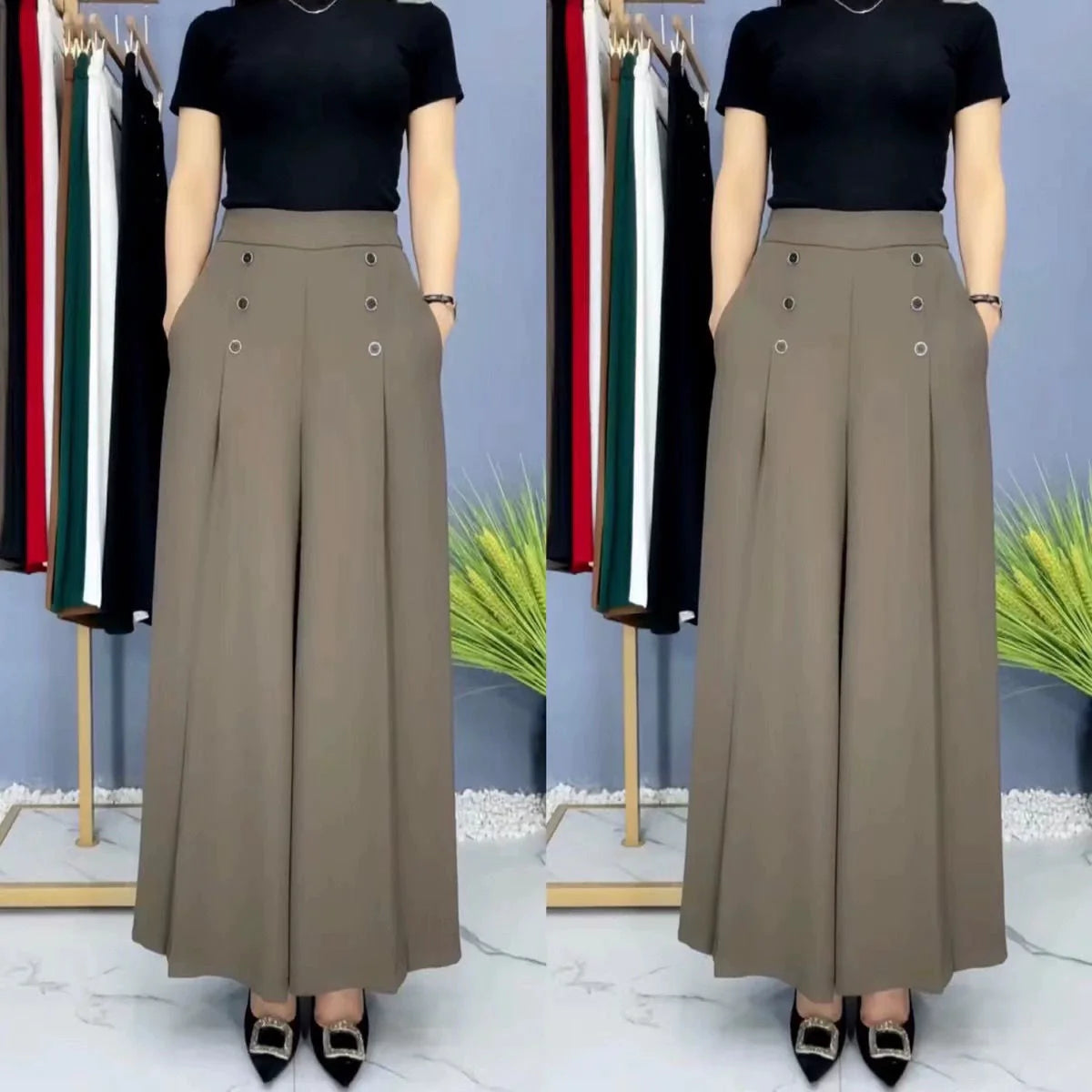 Ofertă limitată-LAST DAY 49% OFF - [Comfort and Slim] Stylish Pleated Wide-leg Pants