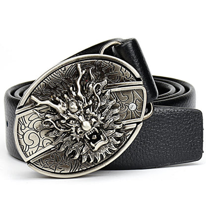 2024 Cinturón de personalidad de cuero genuino para hombre Cuchillo de cinturón Hebilla lisa Hebilla punk de moda