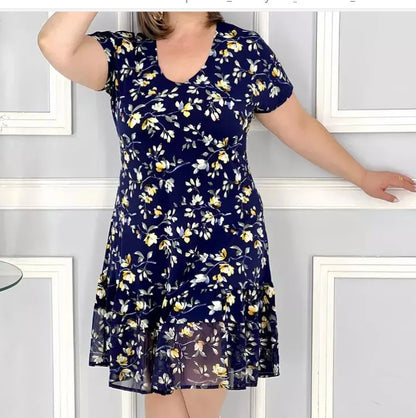S-5XL-2024 Stylish summer dress with 3D print and V-neckline for plus size women, new in collection