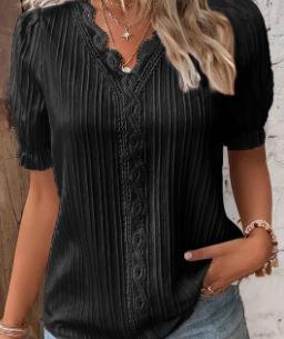 S-5XL-2024 Bluza cu maneca scurta decupata in vacanta de vara