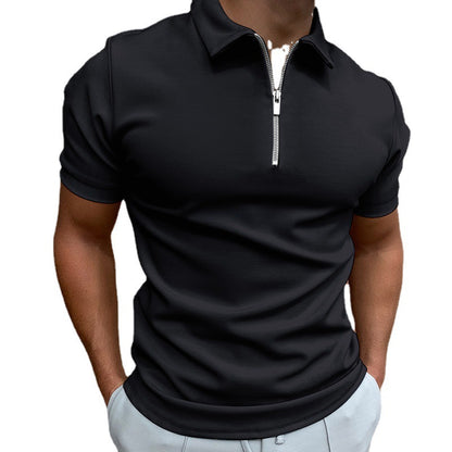 【S-5XL】2024 Bărbați 3D imprimate cu fermoar mânecă scurtă culoare solidă POLO Top tricou