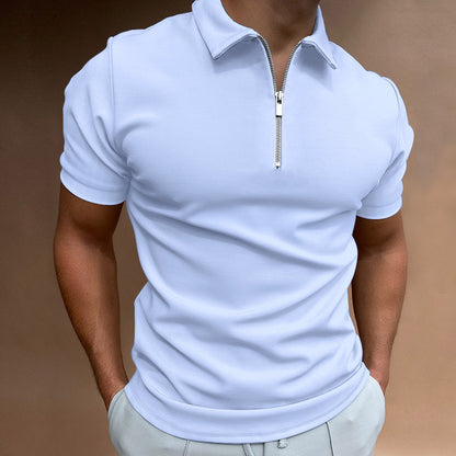 【S-5XL】2024 Bărbați 3D imprimate cu fermoar mânecă scurtă culoare solidă POLO Top tricou