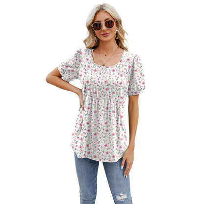 Amazon Europe and America Cross Border Foreign Trade 2024 Spring/Summer Hot-Selling New Arrival round Neck Strip Loose Short Sleeve T-shirt Top Women