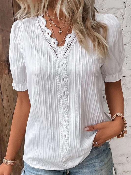S-5XL-2024 Bluza cu maneca scurta decupata in vacanta de vara
