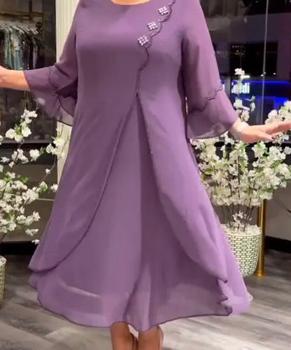 S-5XL-2024 Rochie cu maneci trei sferturi cu imprimeu pentru imbracaminte smart casual plus size larga pentru femei