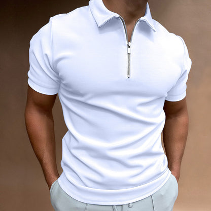 【S-5XL】2024 Bărbați 3D imprimate cu fermoar mânecă scurtă culoare solidă POLO Top tricou