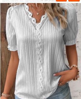 S-5XL-2024 Bluza cu maneca scurta decupata in vacanta de vara