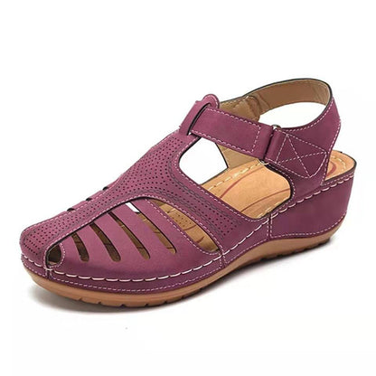 【35-43】2024 model nou plus dimensiune European și american zilnic casual baotou mid-heel velcro sandale femei cu pană
