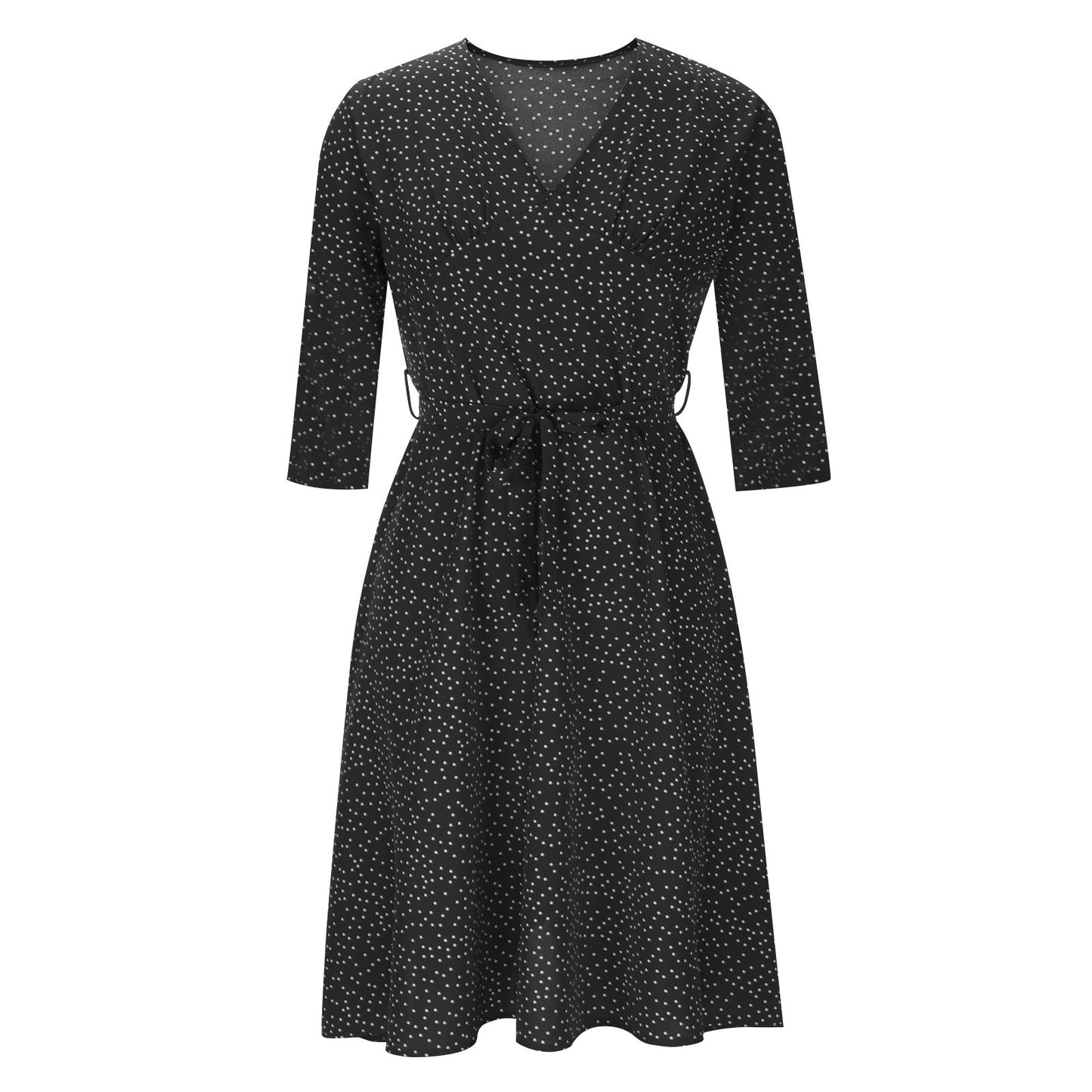 S-2XL 2024 Rochie casual de vară de damă, cu decolteu în V, culoare uni, imprimeu cu buline, cu mâneci scurte, cu bretele