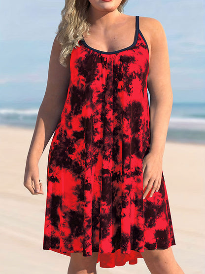 L-6XL-2024 Rochie larga tip tuba cu imprimeu cu curea