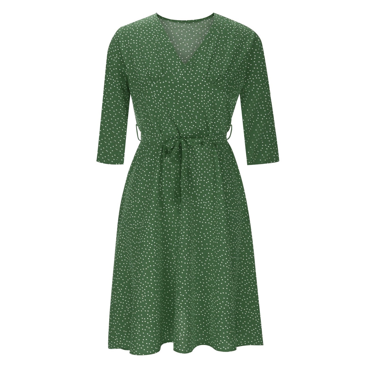 S-2XL 2024 Rochie casual de vară de damă, cu decolteu în V, culoare uni, imprimeu cu buline, cu mâneci scurte, cu bretele