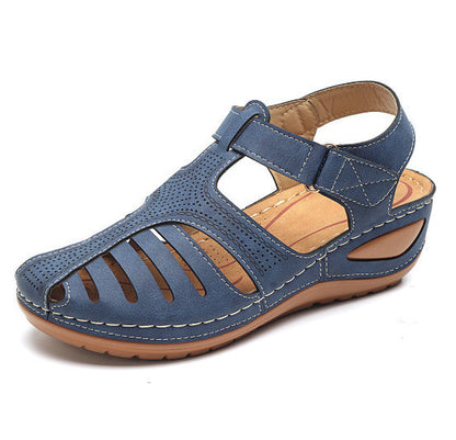 【35-43】2024 model nou plus dimensiune European și american zilnic casual baotou mid-heel velcro sandale femei cu pană