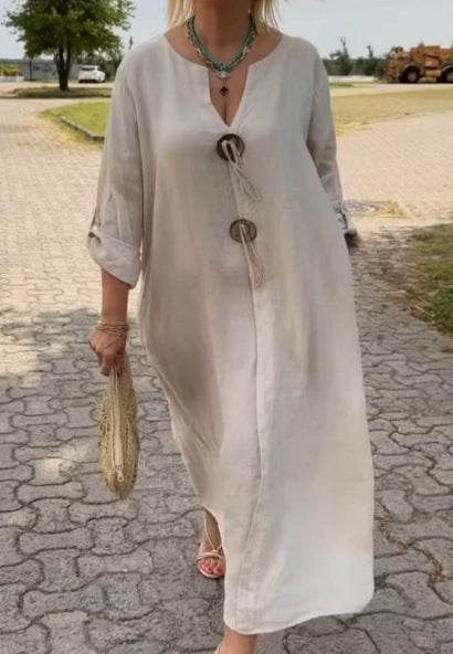 S-5XL-Rochie casual pentru femei libere în culori solide