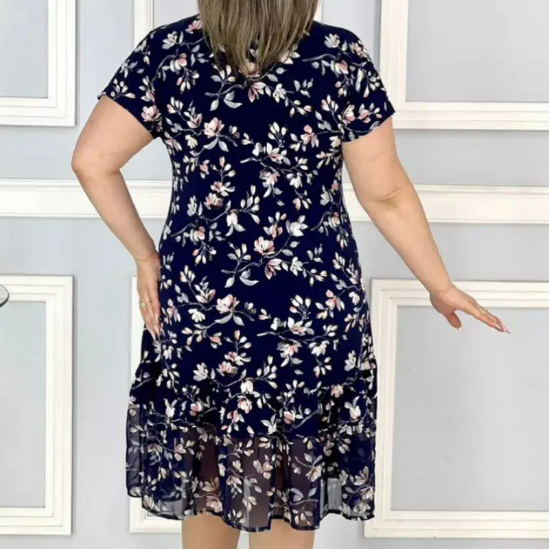 S-5XL-2024 Stylish summer dress with 3D print and V-neckline for plus size women, new in collection