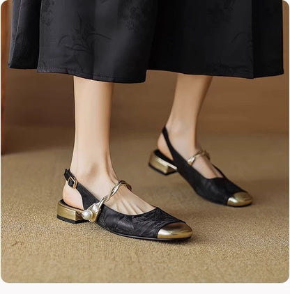 【50%OFF】【35-40】✨Ρετρό δερμάτινα παπούτσια Mary Jane με νέο κέντημα λουλουδιών👡