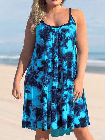 L-6XL-2024 Rochie larga tip tuba cu imprimeu cu curea