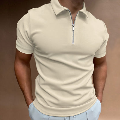 【S-5XL】2024 Bărbați 3D imprimate cu fermoar mânecă scurtă culoare solidă POLO Top tricou