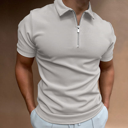 【S-5XL】2024 Bărbați 3D imprimate cu fermoar mânecă scurtă culoare solidă POLO Top tricou