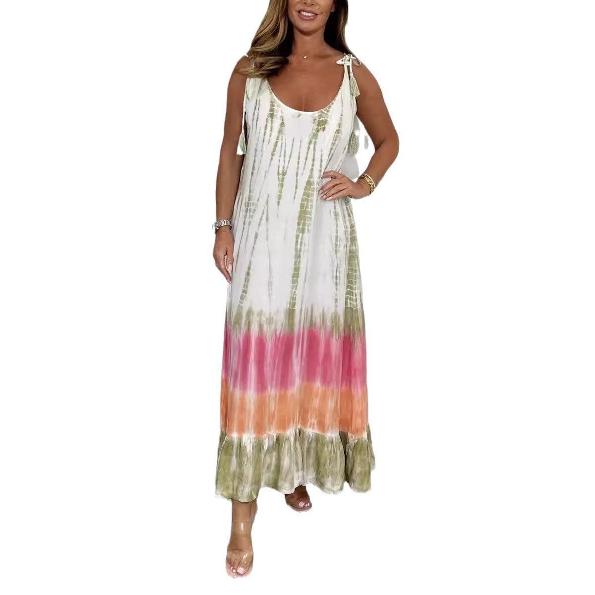 S-5XL-2024 Rochie simplă cu gât rotund, cu leagăn mare, rochie slip fără mâneci