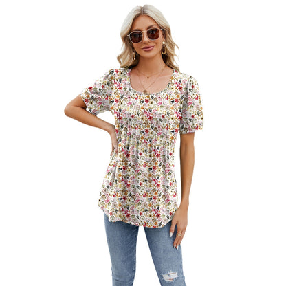 Amazon Europe and America Cross Border Foreign Trade 2024 Spring/Summer Hot-Selling New Arrival round Neck Strip Loose Short Sleeve T-shirt Top Women
