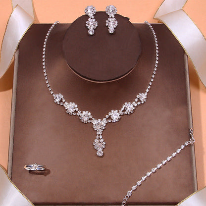 Oferta limitata-[Colier+cercei+brățară+inel] Set de bijuterii de modă exploziv 2023 Set din patru piese Set de bijuterii multicolor