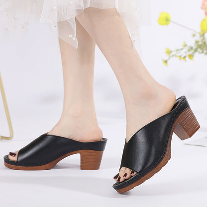 [36-43]-2024-Sandale cu toc bloc și pantofi largi plus size pentru femei