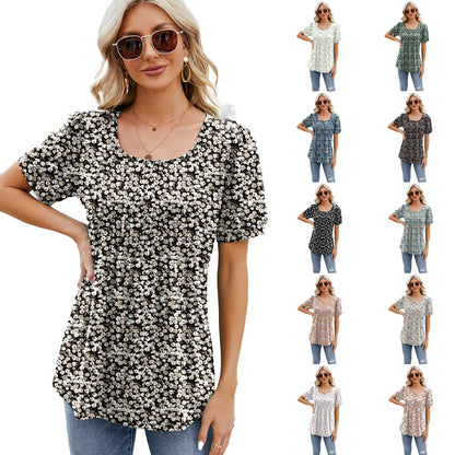 Amazon Europe and America Cross Border Foreign Trade 2024 Spring/Summer Hot-Selling New Arrival round Neck Strip Loose Short Sleeve T-shirt Top Women