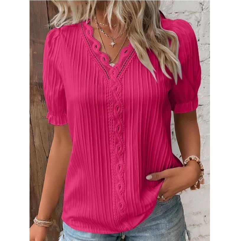 S-5XL-2024 Bluza cu maneca scurta decupata in vacanta de vara