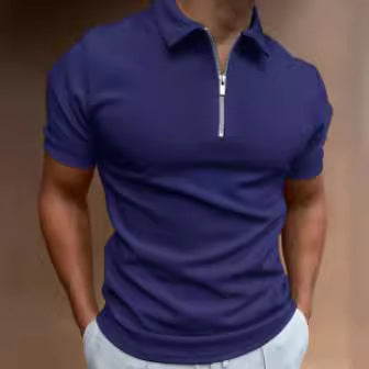 【S-5XL】2024 Bărbați 3D imprimate cu fermoar mânecă scurtă culoare solidă POLO Top tricou