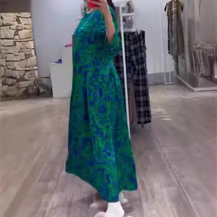 【50%OFF】【S-3XL】2024 primavara si vara noua rochie dama cu imprimeu din bumbac pur