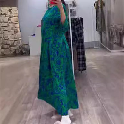 【50%OFF】【S-3XL】2024 primavara si vara noua rochie dama cu imprimeu din bumbac pur