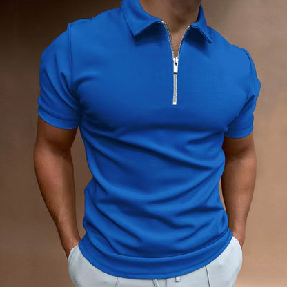 【S-5XL】2024 Bărbați 3D imprimate cu fermoar mânecă scurtă culoare solidă POLO Top tricou