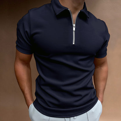 【S-5XL】2024 Bărbați 3D imprimate cu fermoar mânecă scurtă culoare solidă POLO Top tricou