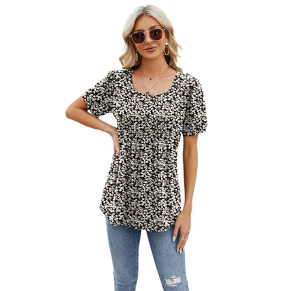 Amazon Europe and America Cross Border Foreign Trade 2024 Spring/Summer Hot-Selling New Arrival round Neck Strip Loose Short Sleeve T-shirt Top Women