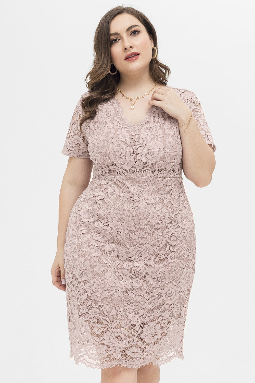 [X-4XL]-2024-Plus Dimensiune femei casual rochie grasa sora ciupit talie V-gât dantelă rochie