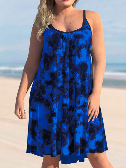 L-6XL-2024 Rochie larga tip tuba cu imprimeu cu curea