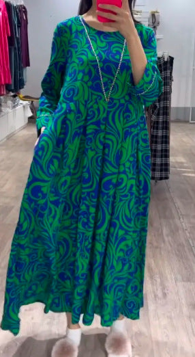 【50%OFF】【S-3XL】2024 primavara si vara noua rochie dama cu imprimeu din bumbac pur