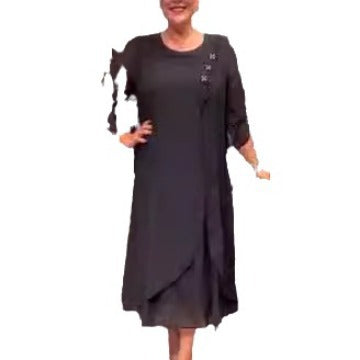 S-5XL-2024 Rochie cu maneci trei sferturi cu imprimeu pentru imbracaminte smart casual plus size larga pentru femei