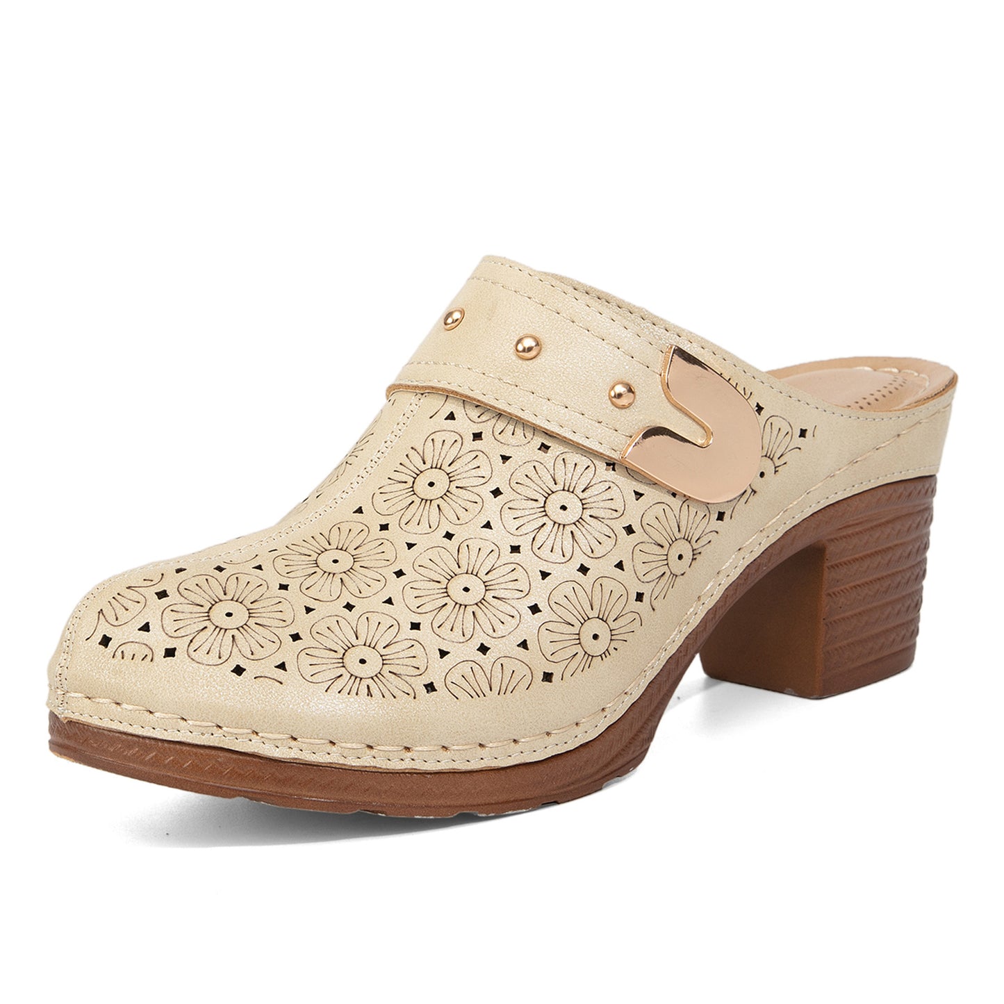 Popular High Heel Sandal Slippers Women's Toe Cap Chunky Heel Mules Shoes