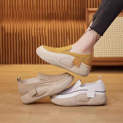 Oferta limitata-Model nou pentru vara 2023, pantofi loafers din piele de vacă cu perforații, talpă moale și vârf rotund