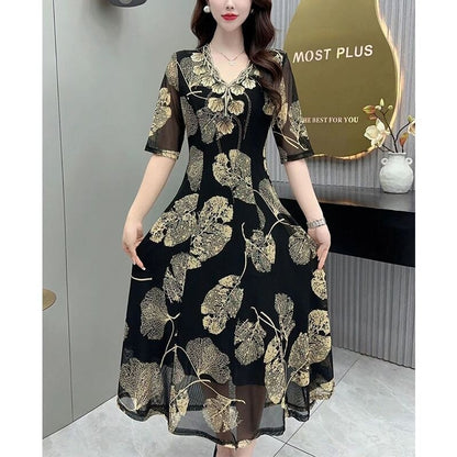 Oferta limitata-⌈M-5XL⌉ Rochie imprimată pentru femei, cu o eleganță fără efort