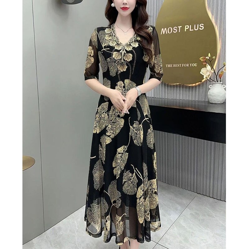 Oferta limitata-⌈M-5XL⌉ Rochie imprimată pentru femei, cu o eleganță fără efort