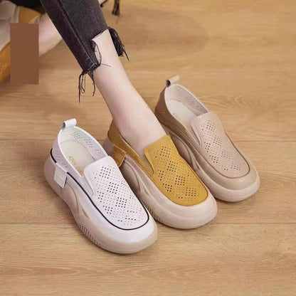 Oferta limitata-Model nou pentru vara 2023, pantofi loafers din piele de vacă cu perforații, talpă moale și vârf rotund