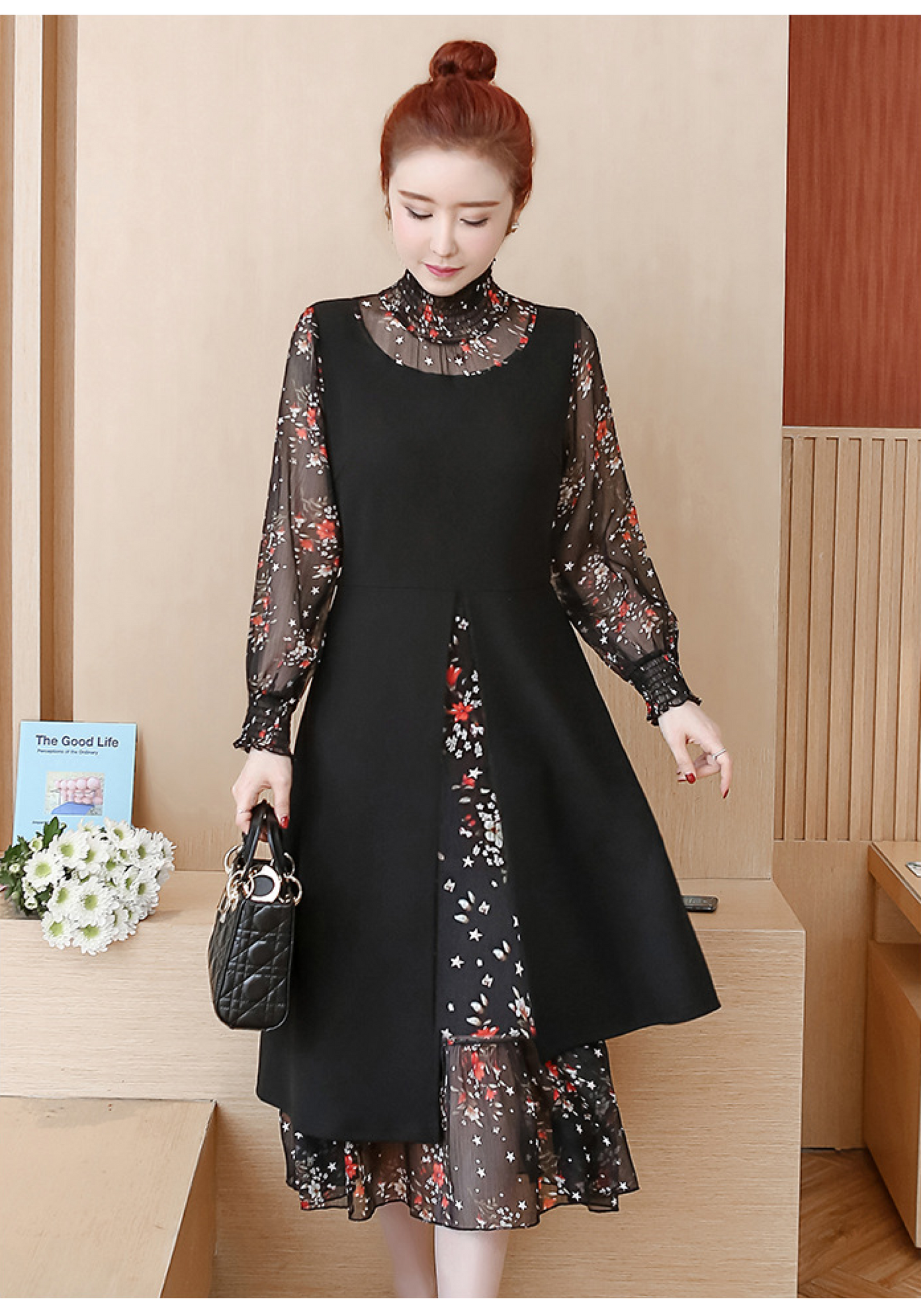 【M-5XL】Dimensiune mare noi rochii florale chiffon noi