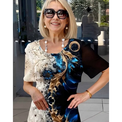 Luźna letnia sukienka damska z kwiatowym wzorem 3D