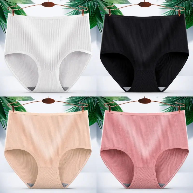 【cumpara 4 obțineți 4】🔥Chiloți de damă cu talie înaltă, antibacteriene, care elimină umezeala