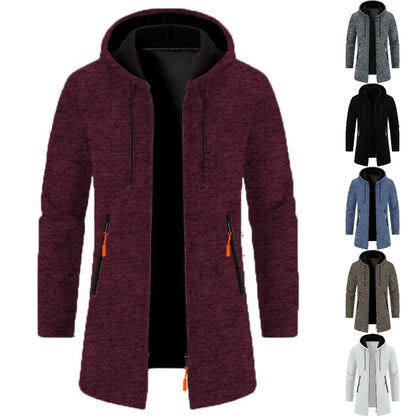 🔥【S-3XL】Jachetă cardigan de lână îngroșată de catifea de lungime medie pentru bărbați