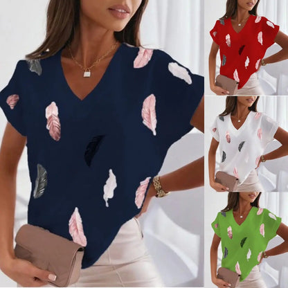 🔥【Купете 1, вземете 1 безплатно】😍【S-6XL】Дамска тениска с 3D щампа с пера